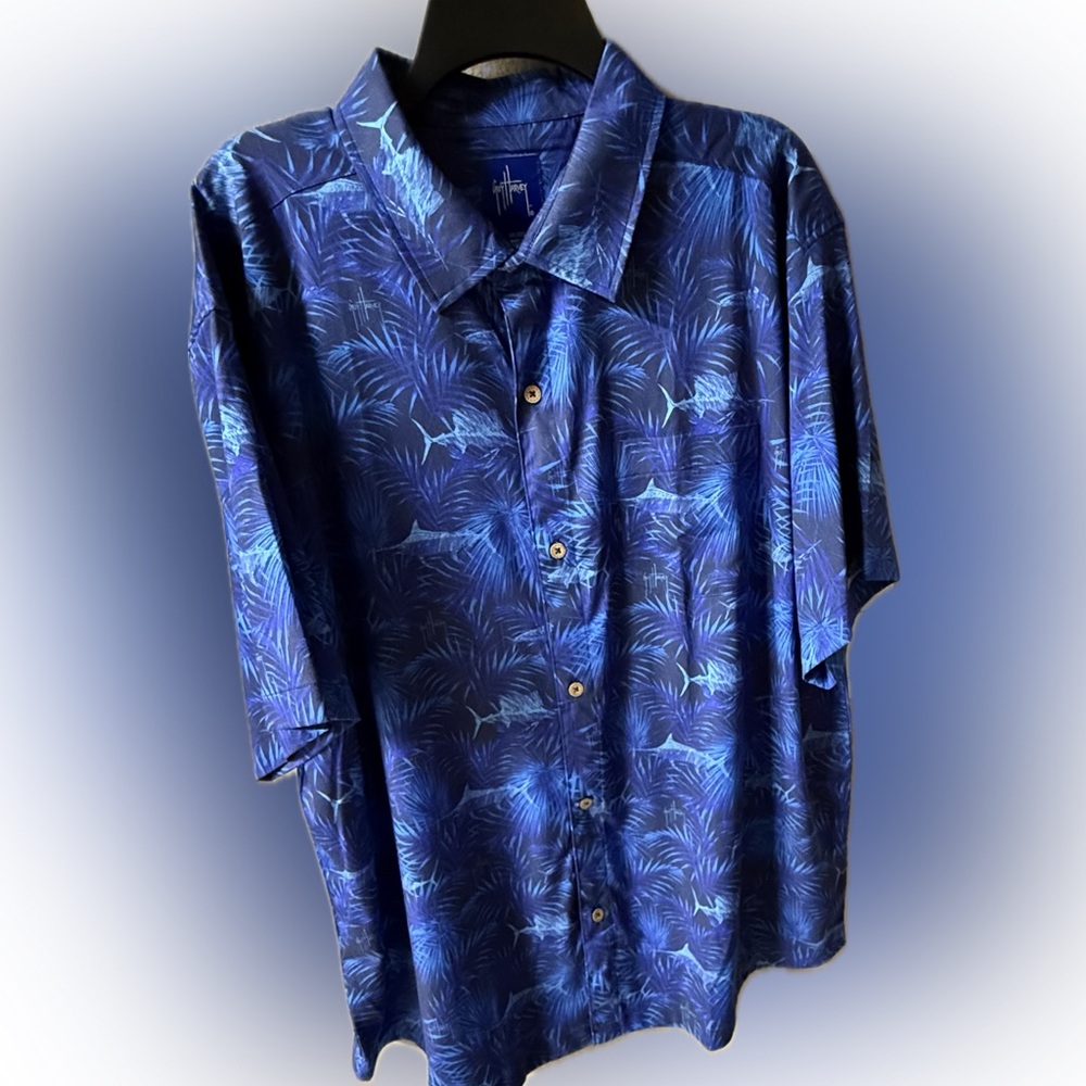 Guy Harvey Navy Incognito Printed Resort Shirt, XXL, NWT